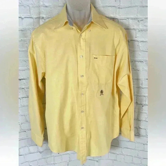 Vintage Tommy Hilfiger Men’s Yellow Long Sleeve Button Down Shirt S relaxed fit - Picture 1 of 15
